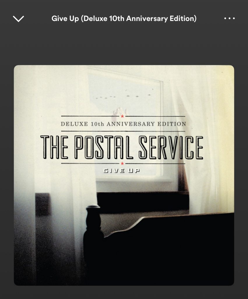 Give Up by the Postal Service, both an object of teenage nostalgia for us and also a major source of inspiration as Allēna learned to produce music.